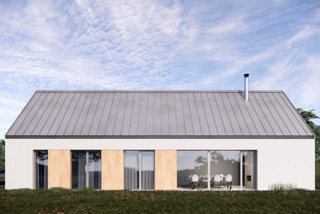 moderny vikendovy dom chata s velkymi oknami